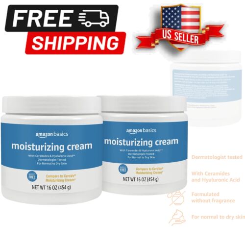 2-Pack Moisturizing Cream - 16 Ounces Each, Ceramides & Hyaluronic Acid