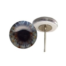 Pair Misty Gray Human Inspired Glass Eyes On Wire Pin Posts