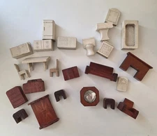Antique Strombecker Dollhouse Furniture 1930s 24 Piece Set