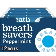 BREATH SAVERS Peppermint Sugar Free Breath Mints Rolls, 0.75 oz  (12 Count)