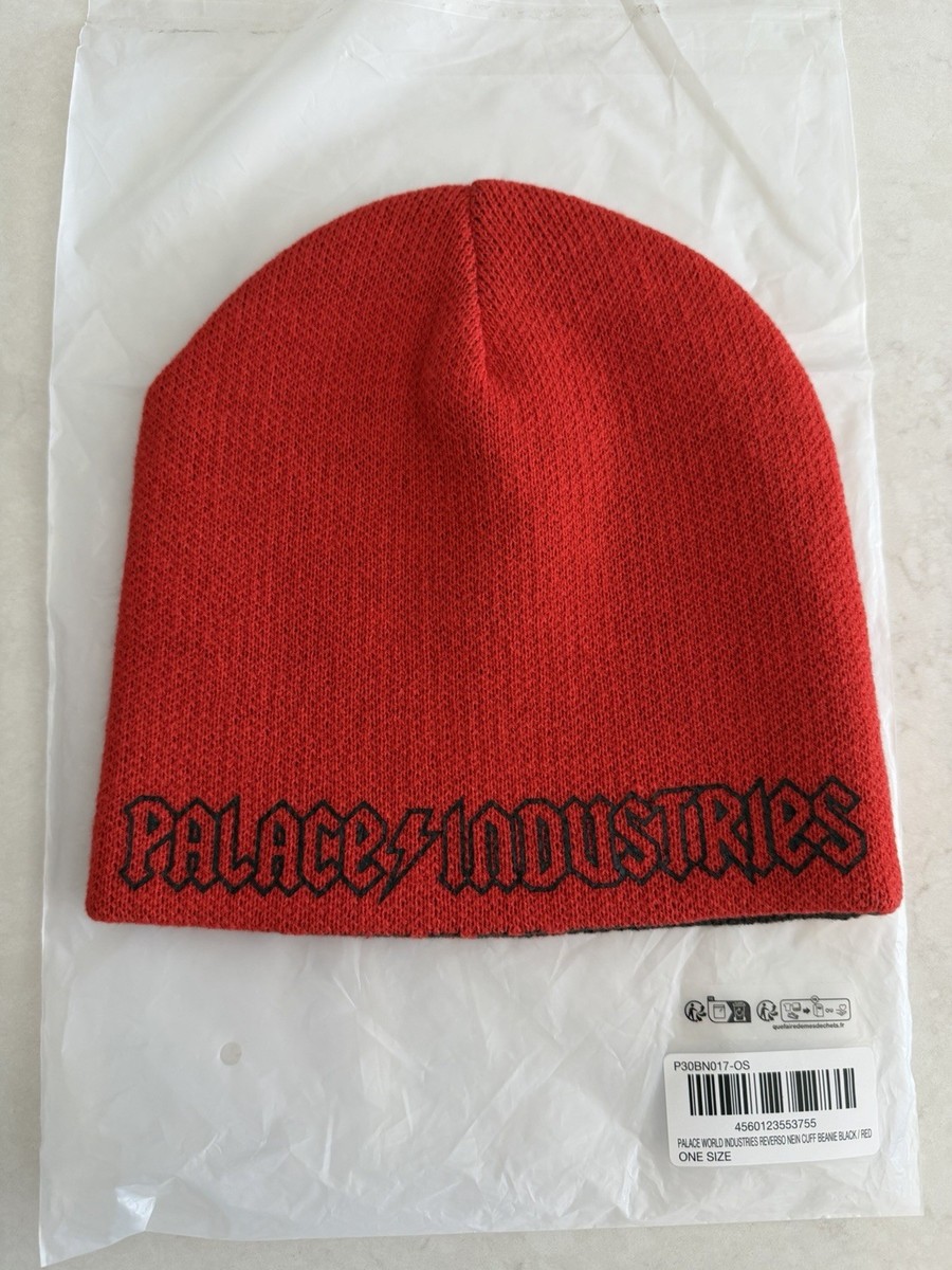 Palace SS26 World Industries Reverso Nein Cuff Beanie Fire Red