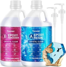 Crystal Clear Epoxy Resin Kit 1 Gallon Self-Leveling Coating and Casting Resin