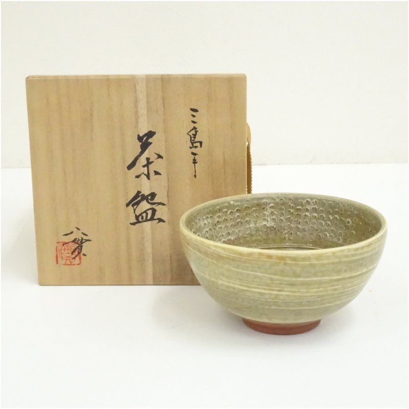 Kyoto Nishikawa Mishimate Tea Bowl Ceramic Tea Ceremony Matcha Elegant Antique