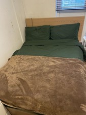 IKEA Malm White Wooden Double Bed Frame with Mattress and Two Drawers