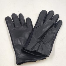 Ladies Black Leather Gloves Fleece Lined Med/Large Stretch Inset Winter Vtg NWT