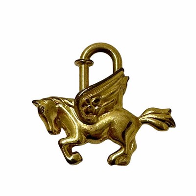 HERMES Gold Pegasus Cadena Lock for Hand Bag Charm Authentic With