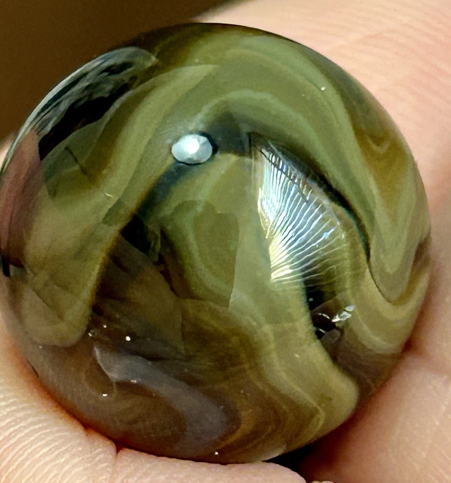 "Horno Champion de colección difícil de encontrar mármol 0,66"" marrón con detalles de llama azul ¡Nuevo! Raro Foto 4 de 4