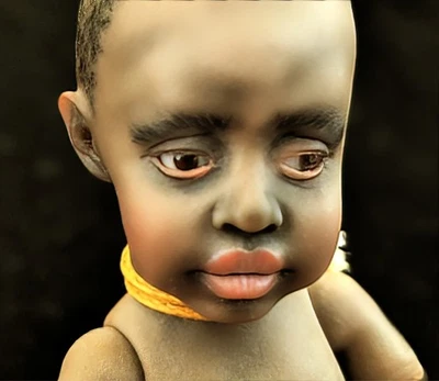 BJD Art. OOAK Piece unique Bebé garçon type Africain . 12 articulations.. - Photo 1/4