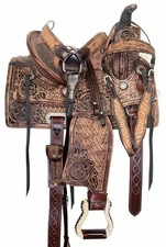Sella per cavalli western in pelle cowboy corda giovani bambini adulti set...