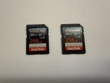 Two 256gb Sandisk Extreme Pro SDXC 200MB/s V30 U3 C10 Cards