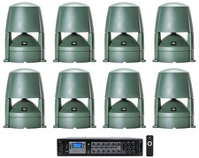  8 JBL CONTROL 85M 5.25" Commercial 70v Outdoor Landscape Speakers Amplifier