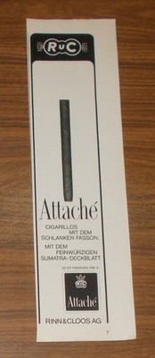 Rare Advertising RuC Rinn & Cloos Attache Cigarillos Sumatran Cover 1977