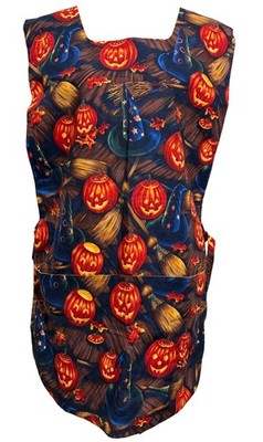 Vintage 90s Halloween Pumpkin Witch Handmade Pullover Reversible Apron One Size