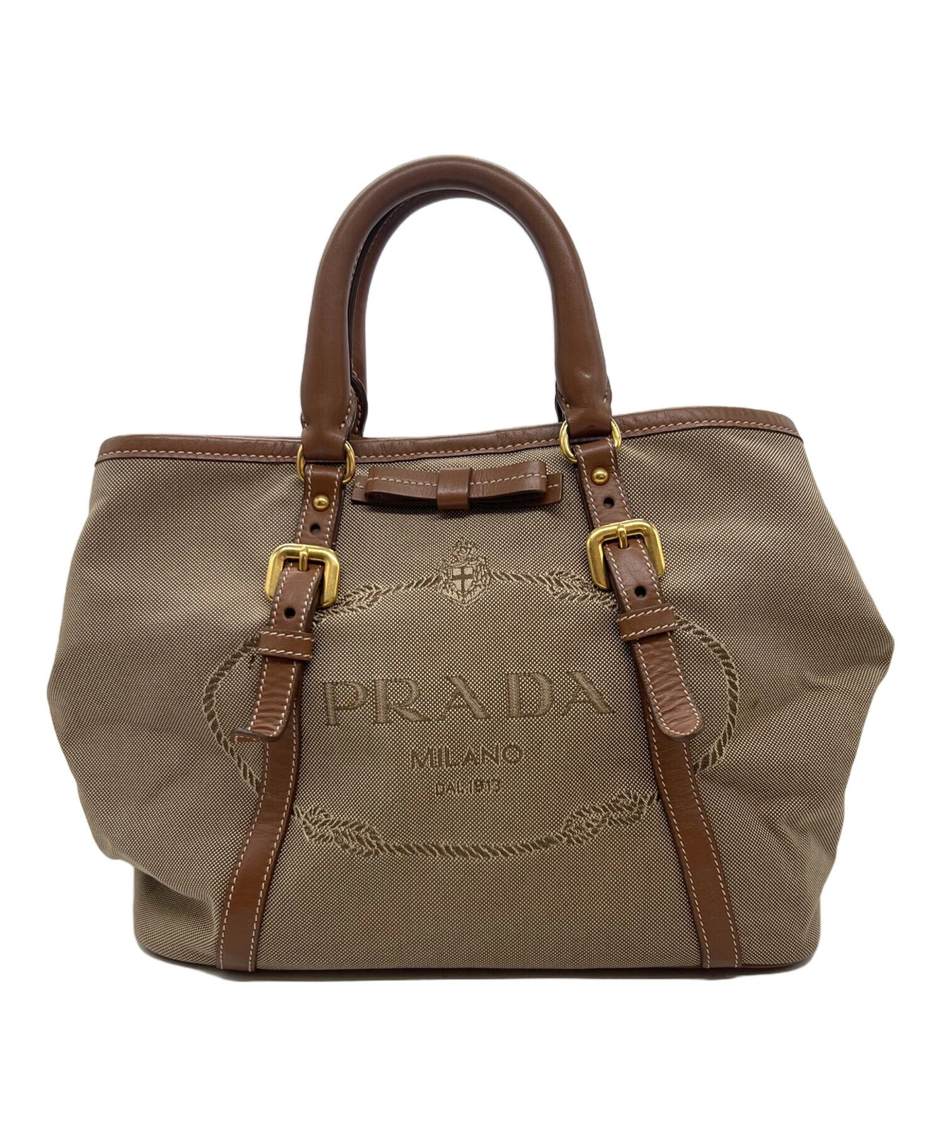 Prada — PRADA BN1841 Beige Saffiano Leather 2Way Shoulder Bag Auth Used SR1329
