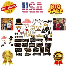 60Pcs Wedding Photo Booth Props, Wedding Props for Photos Bachelorette Weddin...