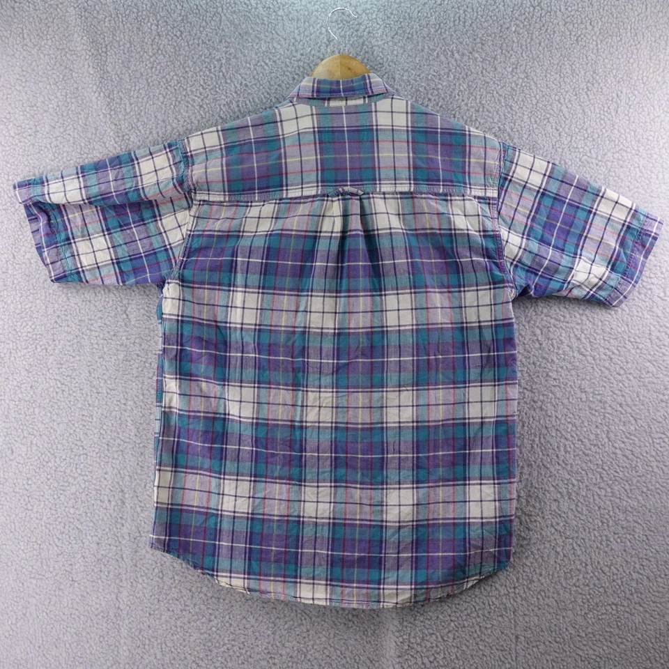 Camisa de Colección Eddie Bauer Madras A Cuadros Manga Corta Abotonada Para Hombres M Foto 3 de 4
