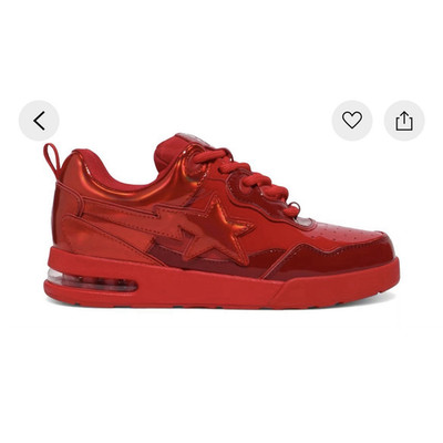 A Bathing Ape Bape Sta Red Low Top Men's Athletic Sneakers Star Design