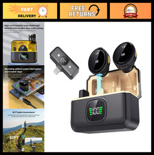 Wireless Lavalier Microphone Kit - 2 TX 1 RX, Noise Cancellation, 82ft Range,