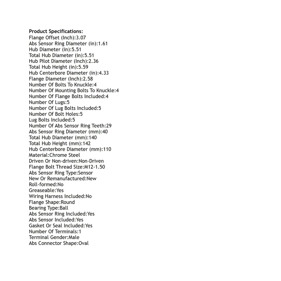 Conjunto de buje para Saturn LS1 LS2 LS LW1 LW2 L100 L200 L300 LW200 LW300 2000-2005 Foto 3 de 3