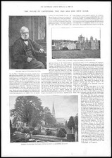 1892 Antique Print - DEVON Devonshire Duke Holker Hall Carnforth Edensor  (195)