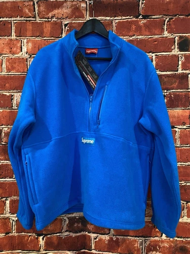 Polaire demi zip logo boîte Supreme Polartec. Taille Medium En Bleu