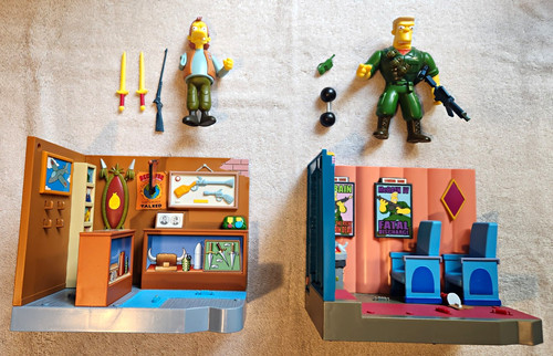 Playmates Toys Simpsons Playset Lot w/ McBain & Hermann' Military Antiques