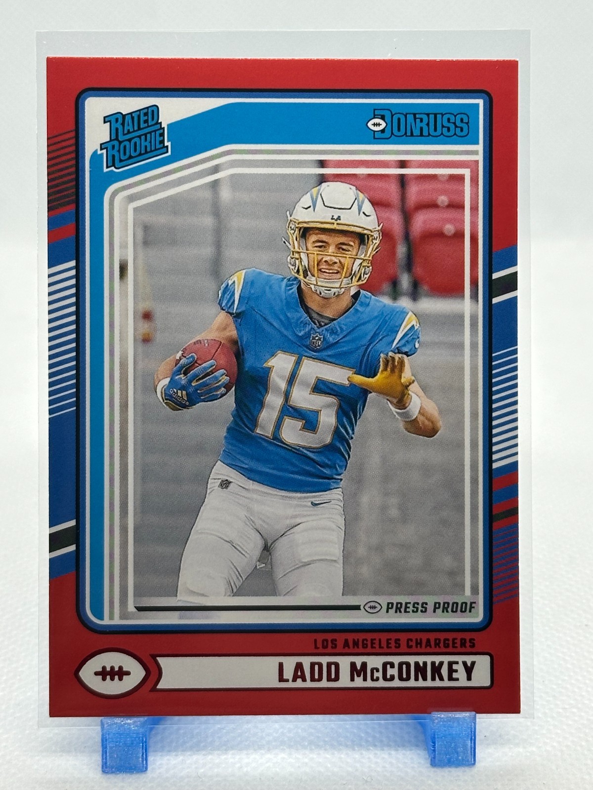 Ladd McConkey 2024 Panini Donruss - Red Press Proof #328 (RC) - Chargers