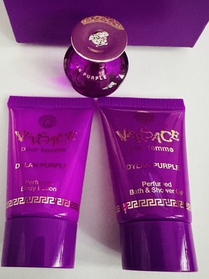 Versace Dylan Purple 3 piece Set Travel Size Body Lotion Shower