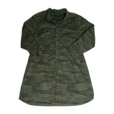 Lucky Brand Button Up Shirt Jacket Dress Women’s Size L Camo Green