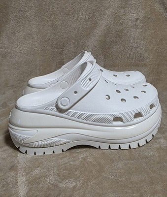 Crocs Classic Mega Crush Clog White Unisex Platform SlipOn Sandal Sz9 W Sz 7 M