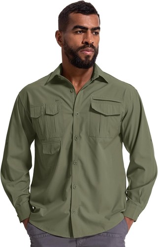 Herren Sonnenschutz Angelshirt Langarm Outdoor schnelltrocknend Cargoshirts - Bild 2 von 45