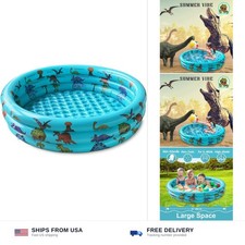 Dinosaur Inflatable Kiddie Pool, Blow Up 3-Ring Round Baby Play Center for In...