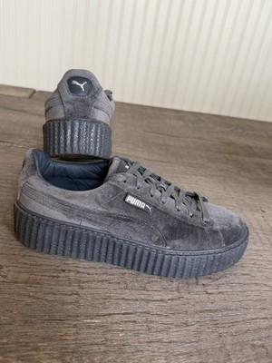 PUMA X FENTY Rihanna Glacier Gray Velvet Creeper Sneakers 7.5 Rare