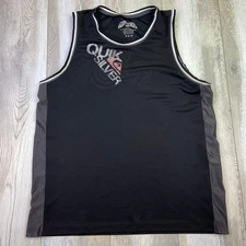 Quicksilver Jersey Mens XL Black Gray Sleeveless Logo Athletic Basketball *