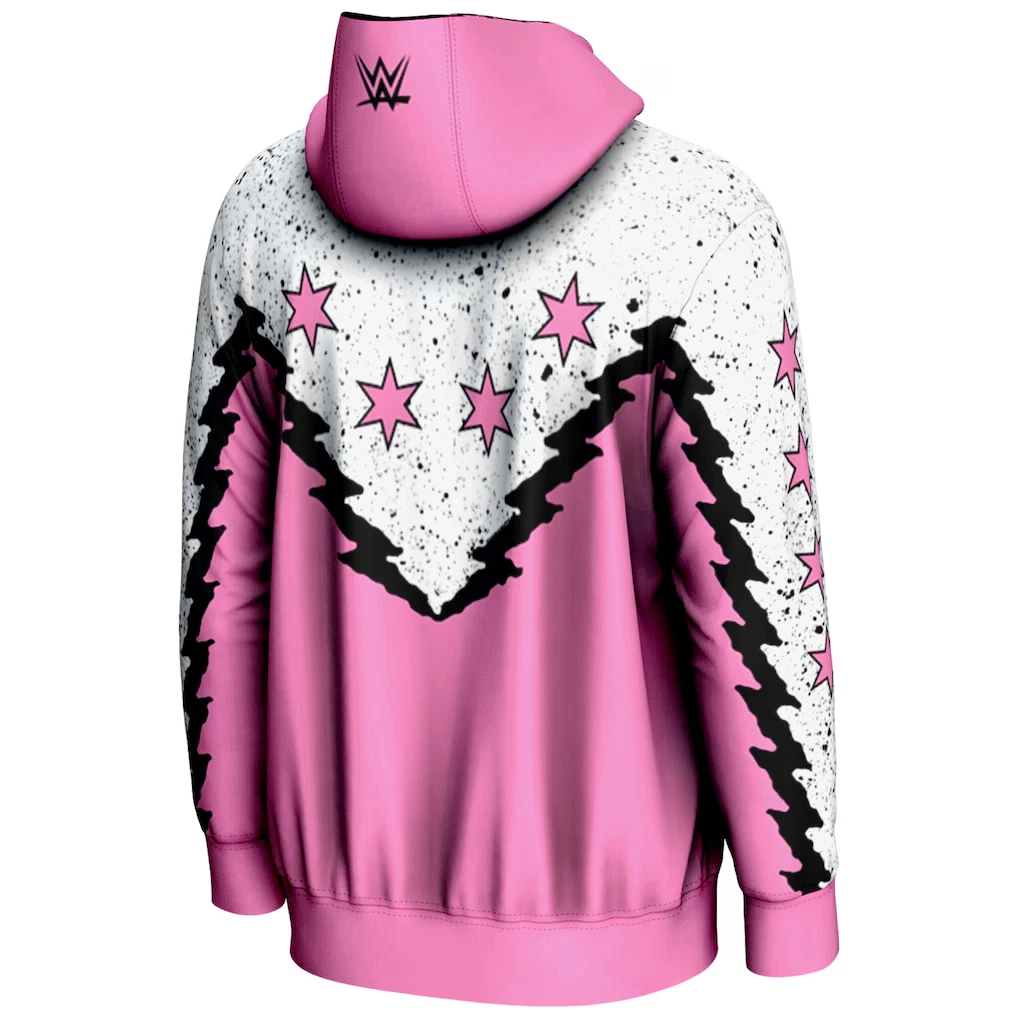 Pink CM Punk Lightning Pullover Graphic Printed Hoodie