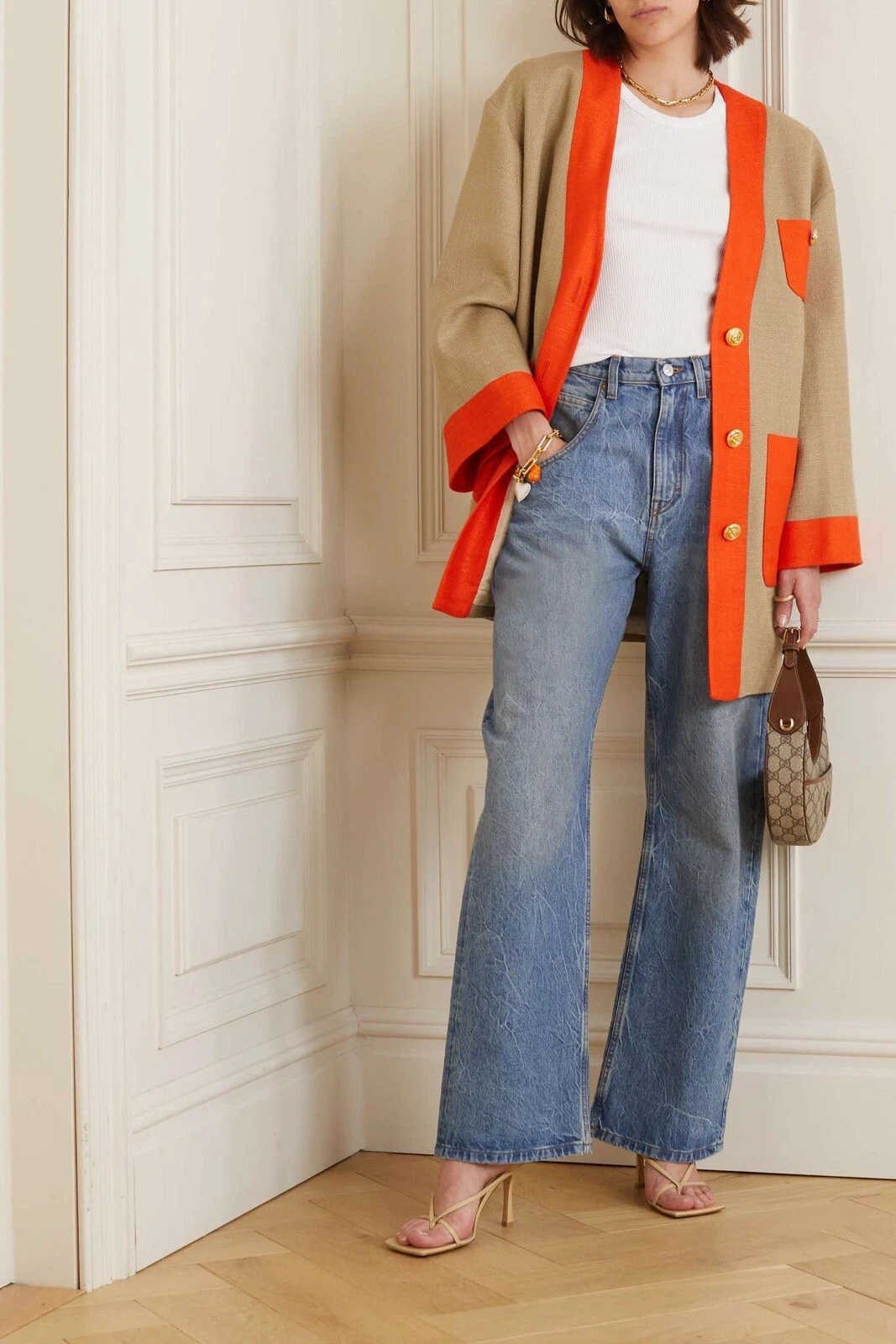 Veste en toile de lin orange Gucci Neuve avec étiquette PRIX CONSEILLÉ 2 USD + taxes