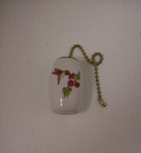 Porcelain Hummingbird Print Porch Deck Ceiling Fan Light Pull