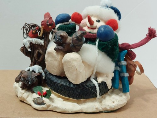 JUEGO DE 2 FIGURAS DE ESQUÍ MUÑECO DE NIEVE CARDENALES ROJOS ÁRBOL DE NAVIDAD TRINEO 6" X 6" - Imagen 4 de 12