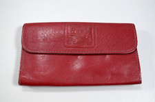 Vintage Womens Baronet Genuine Leather Wallet Red With Checkbook Notes Coin Slot