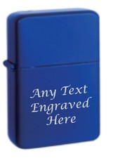 Personalised Engraved Lighter in Metal Gift Tin Blue Matt