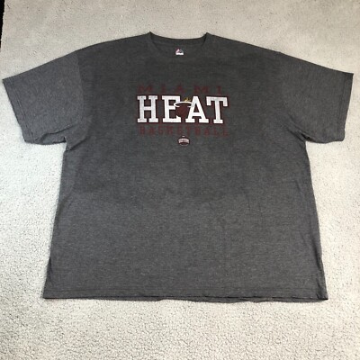 Miami Heat Shirt Men 3XLarge Gray Nba Basketball Majestic Sportswear Outdoor Tee