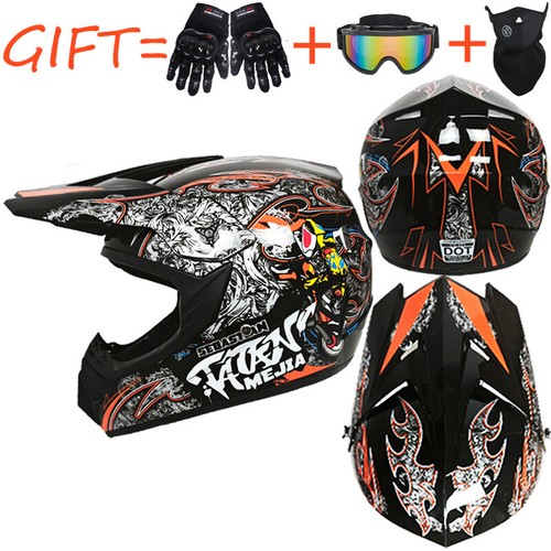 Kinder Erwachsene Motocross Helm Integralhelm + Cross Brille + Handschuhe DE - Bild 36 von 48