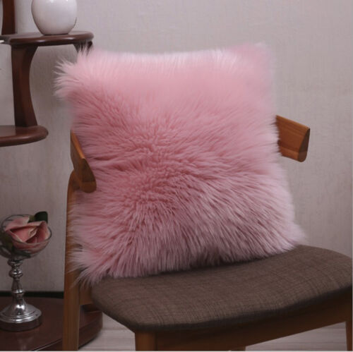 Funda de almohada de tiro peludo funda cojín 17", 18"" 20"" forma cuadrada color liso - Imagen 5 de 12