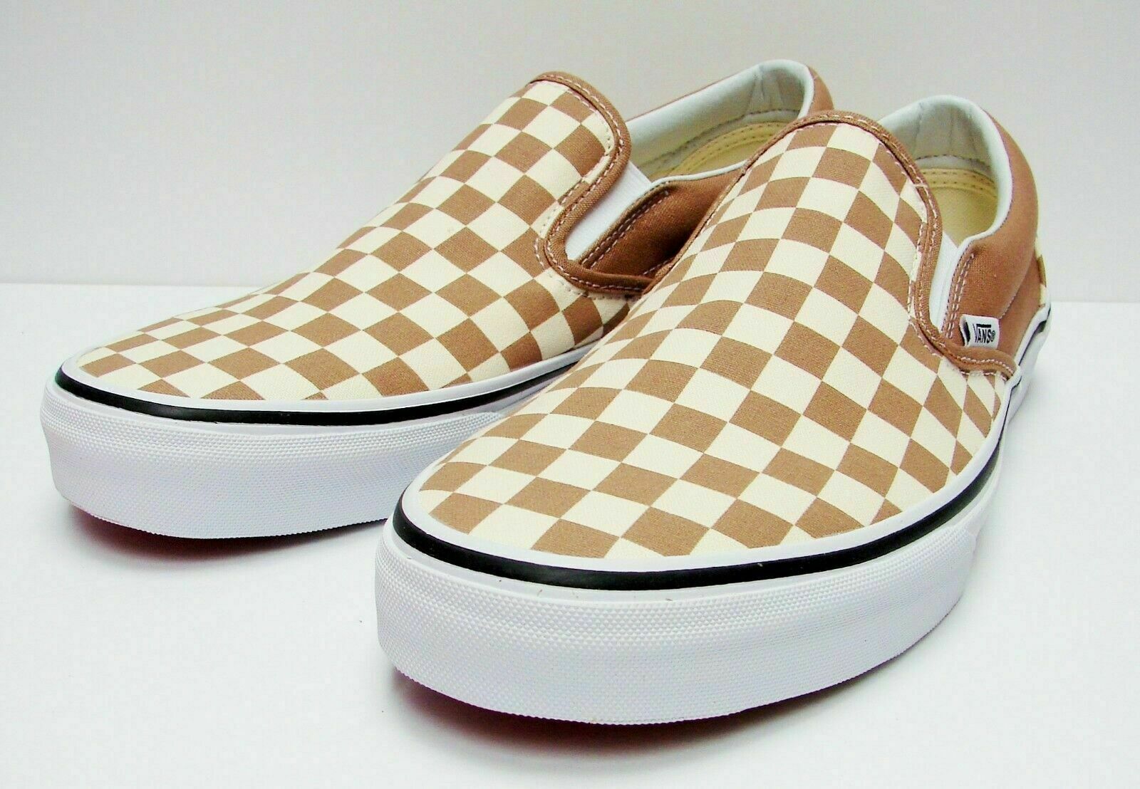 vans checkerboard slip on tigers eye