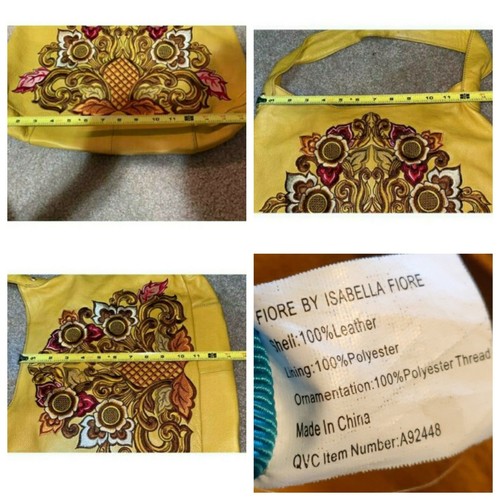 Fiore by Isabella Fiore Embroidered Gold Yellow Hobo - Picture 12 of 12