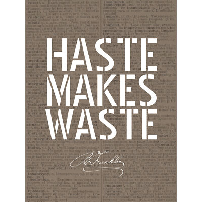 Dictionary Page Quote Benjamin Franklin Haste Makes Waste Canvas Print 18X24 In