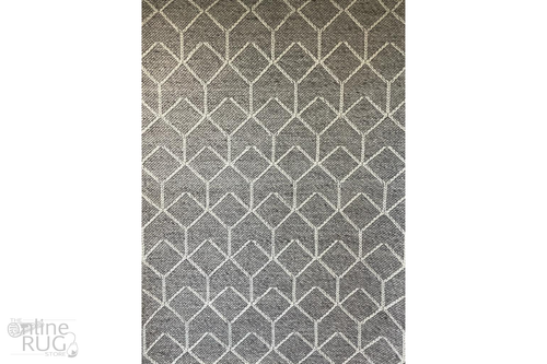 BEIGE SILVER FLOOR RUG GEOMETRIC SCANDINAVIAN WOOL XX LARGE - 240 x 320 CM - Picture 2 of 10