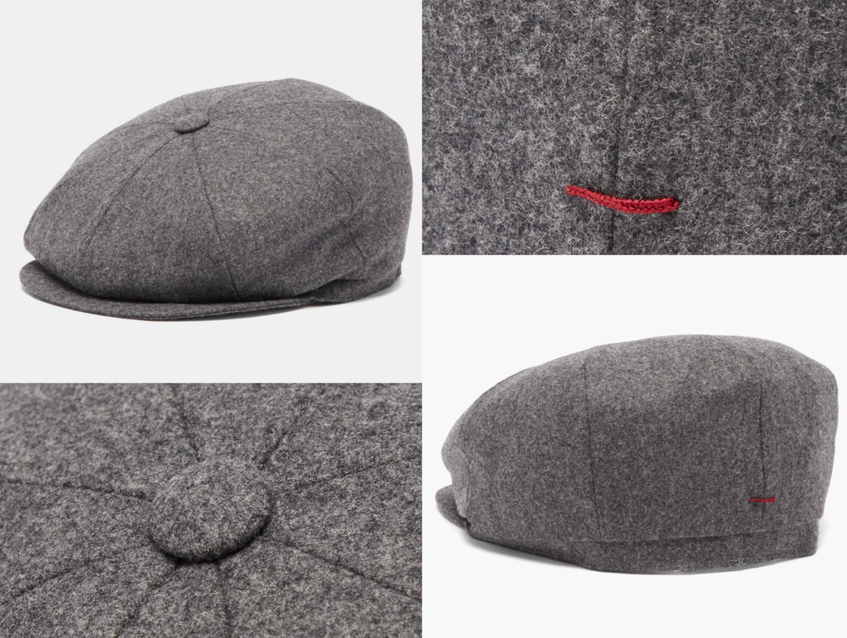 Brunello Cucinelli Iconic Wool Flat Cap Newsboy Hat Grey