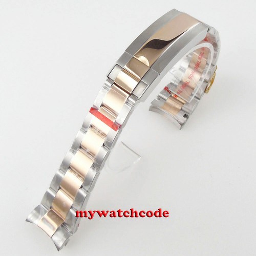 20 mm 316L Stahl massiv rosa goldenes Armband passt 40 mm SUB Auster Modell Herrenuhr - Bild 15 von 20