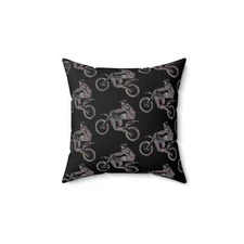 Motorcycle Rider Square Pillow – Cozy Décor for Bike Enthusiasts